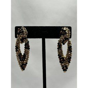 Genuine Australian Crystals Earrings With Black and Gold Designs